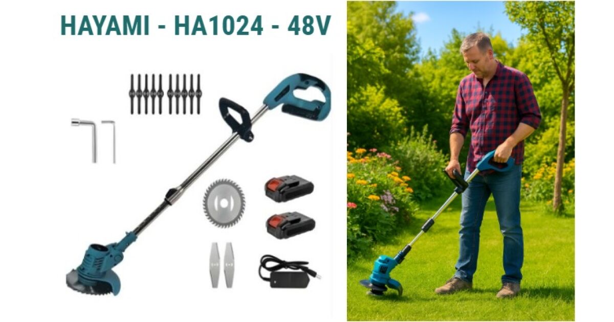HAYAMI 48V Akkumulátoros Fűkasza és Szegélynyíró – 2 db Akkuval és 3-féle Vágófejjel (HA-1037) - Image 5