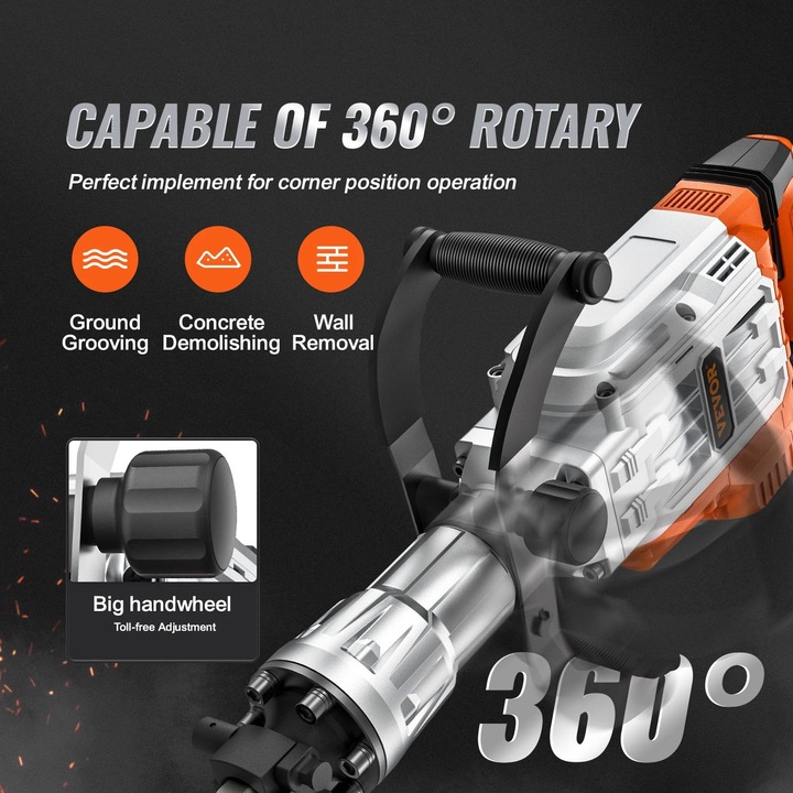 Welnek Tools Ipari Bontókalapács 2650W – 55 Joule Ütőenergiával (VK-2650) - Image 3